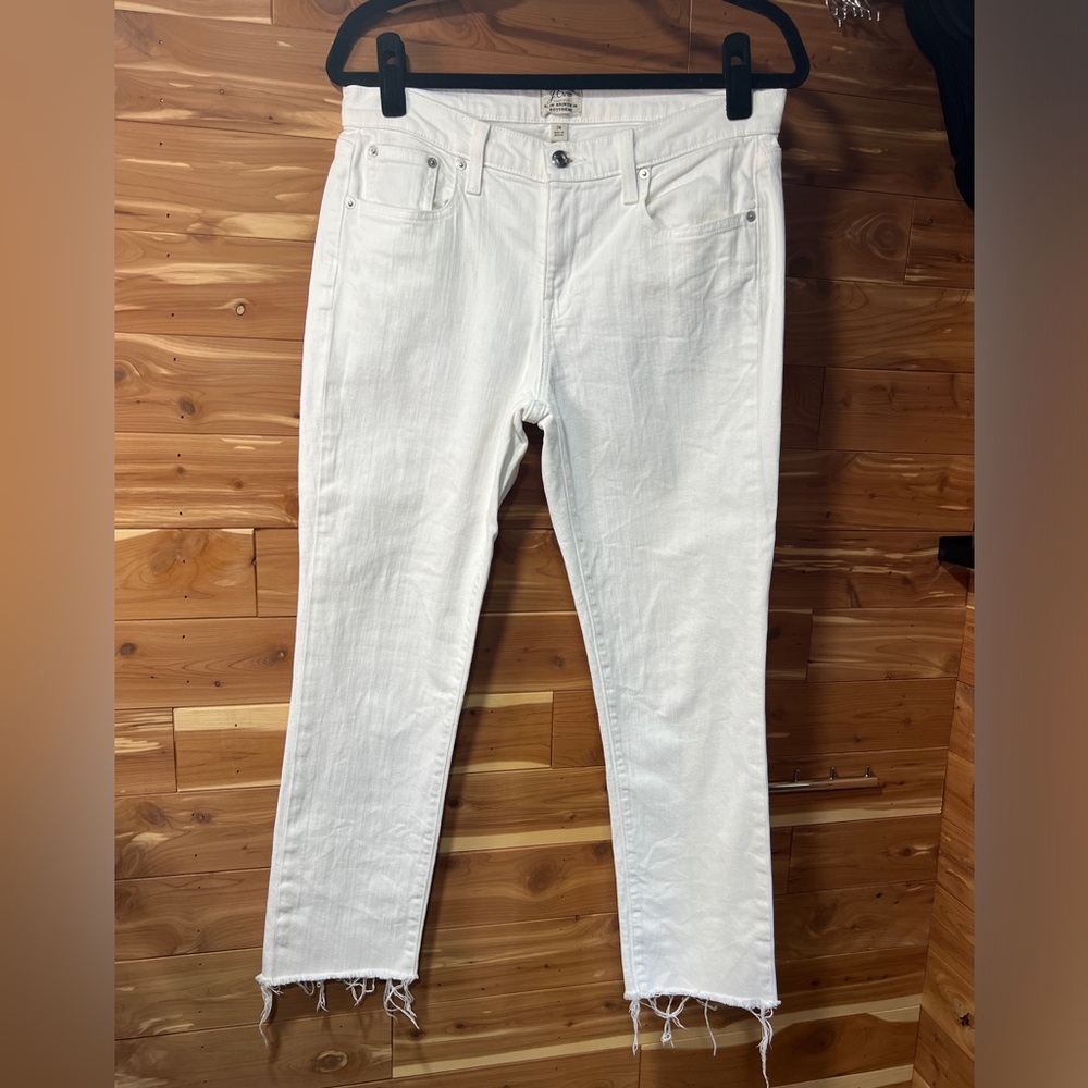 J Crew White Slim Broken In Boyfriend Frayed Crop Jean